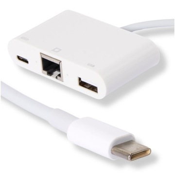 Kabel adapter hub USB-C - RJ-45 LAN USB USB-C do smartfona laptopa