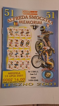 51 MEMORIAŁ ALFREDA SMOCZYKA 15-07-2001 UNIA LESZNO PROGRAM ŻUŻLOWY CZYSTY