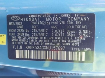 Hyundai Kona I Crossover Electric Facelifting 64 kWh 204KM 2022 Hyundai Kona 204 KM, bogata wersja Limited, drobna szkoda Elektryczny 204KM, zdjęcie 16