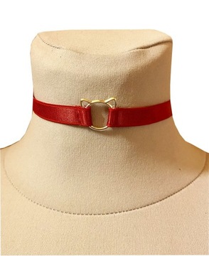 Obroża sexy choker naszyjnik głowa kota KOT prezent ONA święta czerwony