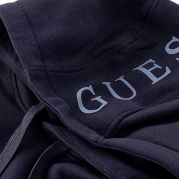 Bluza męska GUESS granatowa z kapturem i małym logo - L