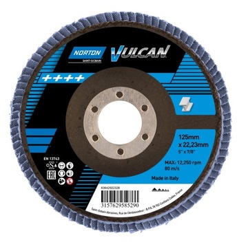 NORTON VULCAN TARCZA LISTKOWA DO SZLIFOWANIA LAMELKA CYRKON 125mm P60
