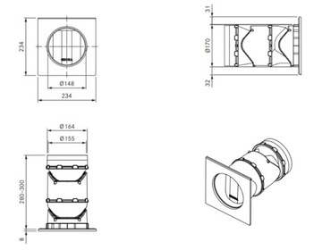 BORA UEBR/1 3box Переход в круглую стену с уплотнительным материалом