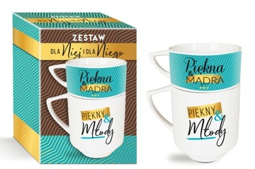 ZESTAW FILIŻANKA + KUBEK PIĘKNA I MĄDRA PIĘKNY ...