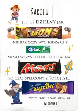 TABLICZKA NA SŁODYCZE PREZENT DZIEŃ CHŁOPAKA IMIĘ