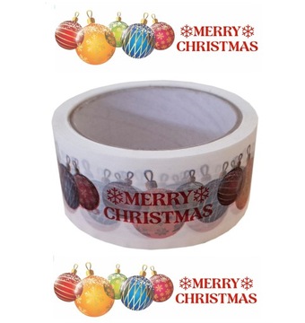 Taśma Pakowa Świąteczna Wesołych Świąt Merry Christmas 48mm 60m bombki