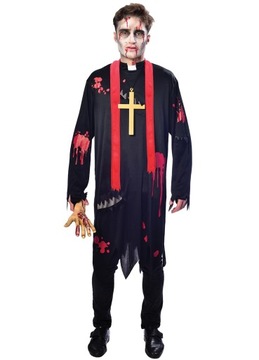 Kostium Strój dla dorosłych Sutanna Ksiądz Zombie Halloween roz. XXL