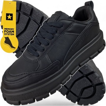 Sneakersy Damskie Czarne sportowe Buty Big Star na platformie NN274376 38