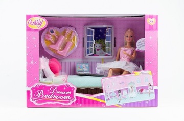 КУКЛА АНЛИЛИ В СПАЛЬНЮ, КРОВАТЬ, КОШКА, АКСЕССУАРЫ