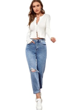 SHEIN SPODNIE JEANSOWE NIEBIESKIE DZIURY 38 1VBG