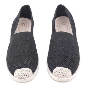 ЭСПАРДИЛИ ЖЕНСКИЕ ЧЕРНЫЕ, АЖУРНЫЕ СЛИПОНЫ, СТЕЛКА ИЗ МЯГКОЙ ЭКО КОЖИ