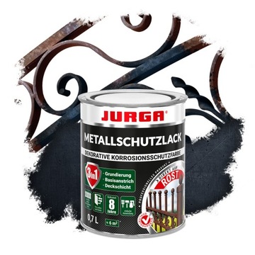 JURGA farba do metalu NA RDZĘ antykorozyjna ANTRACYT PÓŁMAT 0,7L