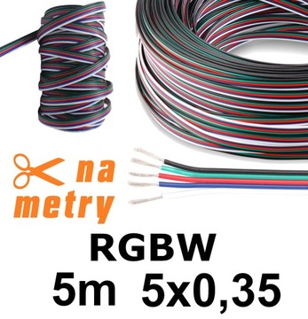 Przewód kabel do taśm LED RGBW 5 żyłowy 5mb 5x0,35
