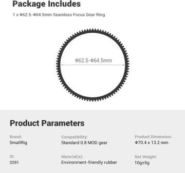 Модульное кольцо фокусировки с резинкой 62,5–64,5 мм