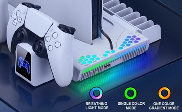 ЗАРЯДНАЯ СТАНЦИЯ ОРГАНАЙЗЕР RGB ДЛЯ DualSense+PS5/PS5 SLIM 2023 ОХЛАЖДАЮЩИЙ ВЕНТИЛЯТОР
