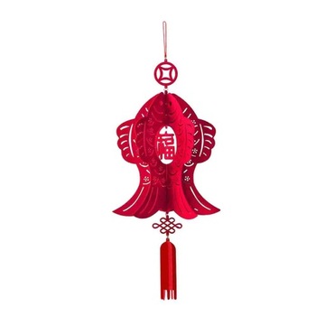 Czerwona chińska latarnia Włóknina Hollow Out Lucky 3D Filc w stylu A