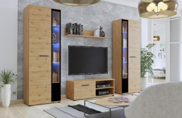 Навесной шкаф, Комод RTV, Шкаф-витрина, Гардероб Cube XL, Дуб