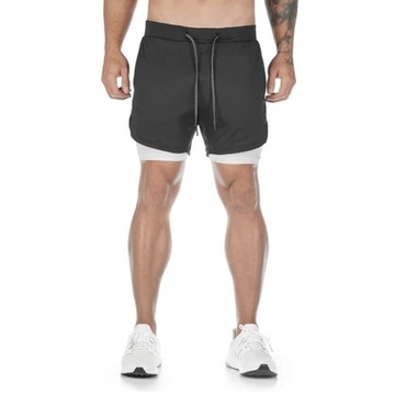 Camo Black Gym Men 2 in 1 Sports Jogging Shorts Sq