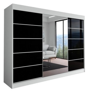 SZAFA MILAN - 3D 170 CM - BIAŁA (2x lacobel) - garderoba z lustrem