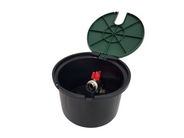 Коробка забора воды НА ВЫХОД РУЧНАЯ с клапаном 3/4 Круглая крышка Зеленая