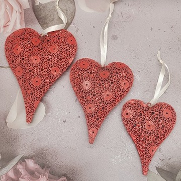 КУЛОН «ЛЮБОВЬ» СТЕКЛЯННЫЙ ПОДВЕСНОЙ ОРНАМЕНТ СЕРДЦЕ 6 ШТ.