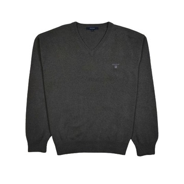 GANT Sweter V-Neck Męski Logowany r. L