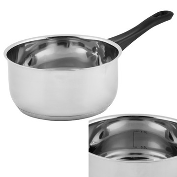 RONDEL ZE STALI NIERDZEWNEJ 1,5L GARNEK DO MLEKA STALOWY 16CM INDUKCJA GAZ