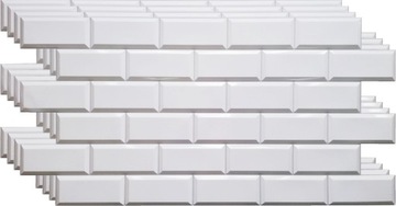 MOZAIKA DEKORACYJNA PANELE ŚCIENNE 3D PCV GREY SEAM BIAŁE KAFELKI 4x