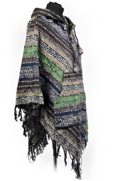 Непальское пончо FRENDZLE ETNO с восточной клеткой гери