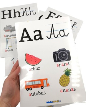 ALFABET LITERY PLANSZE EDUKACYJNE (x24) FOLIOWANE