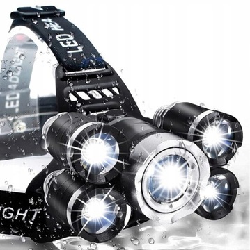 MOCNA LATARKA WIELOFUNKCYJNA 5 x LED T6 WOJSKOWA