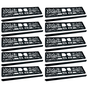 10X RAMKI POD TABLICE REJESTRACYJNĄ CZARNE ZESTAW komplet ramek do tablic