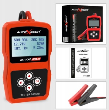 ТЕСТЕР АККУМУЛЯТОРНЫХ АККУМУЛЯТОРОВ 12 В AUTOXSCAN BT100 PRO Язык: польский+инст.PL