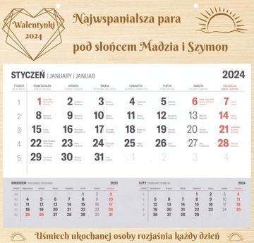 PREZENT na WALENTYNKI DLA NIEJ dla NIEGO-KALENDARZ
