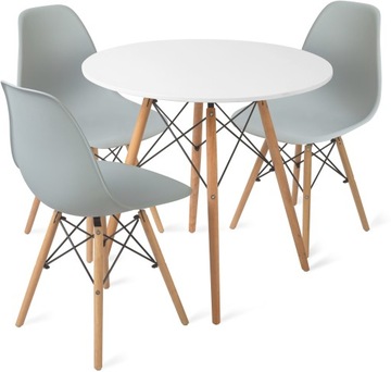 Stół 80cm+ 3 krzesła Skandynawskie