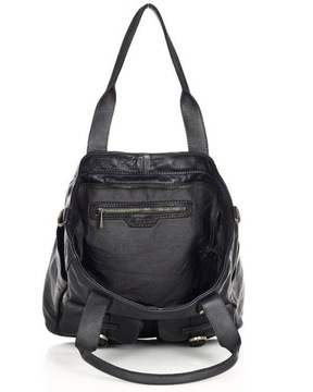 Skórzana torba damska na ramię shopper bag XL czarny - MARCO MAZZINI v232a