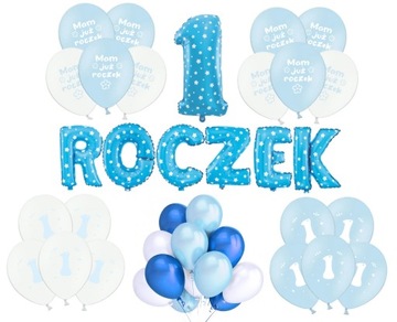 1 Urodziny Pierwsze Roczek Balony Zestaw Dekoracja