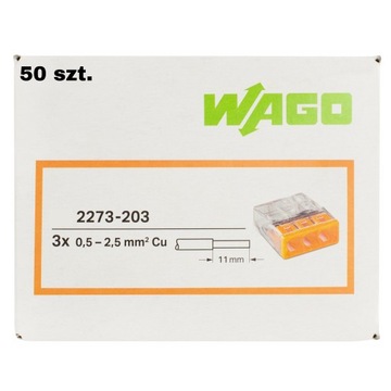 WAGO SZYBKOZŁĄCZKA 3x0,5-2,5mm2 2273-203 50 szt