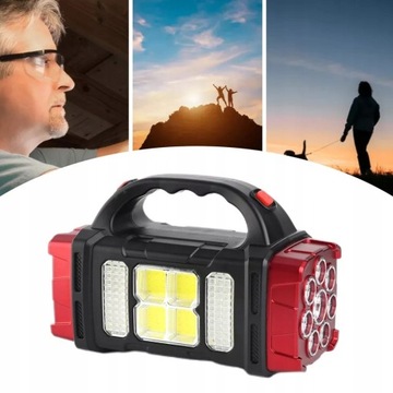 MOCNA LATARKA SOLARNA AKUMULATOROWA LAMPA LED COB