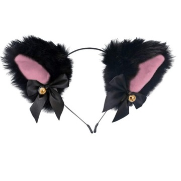 МЕХОВЫЕ КОШАЧЬИ УШИ ПОВЯЗКА НА ГОЛОВУ ДЛЯ КОСПЛЕЯ