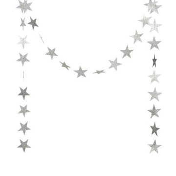 Girlanda gwiazdki srebrne sznur 400 cm