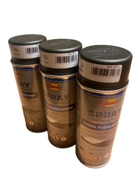 Lakier 3 szt Emalia Farba podkładowa spray antykorozyjny 400 ml CZARNY