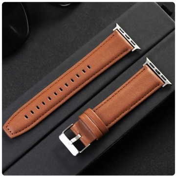 PASEK DO MĘSKIEGO iWATCHA 41 MM JASNOBRĄZOWY EKOSKÓRA DŁUGI ROZMIAR XL