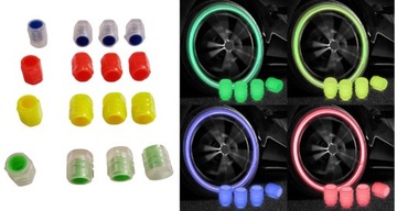 NAKRĘTKI WENTYLE FLUORESCENCYJNE 4 szt MIX COLOR- ŚWIECĄCE