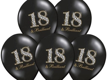 BALONY NA 18 URODZINY OSIEMNASTKĘ CZARNE 50 SZTUK