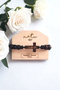 Подарок к Святому Причастию, крестик-браслет, четки с сувенирной гравировкой.