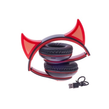 БЕСПРОВОДНЫЕ ИГРОВЫЕ НАУШНИКИ BLUETOOTH СВЕТОДИОДНЫЕ RGB СВЕТЯЩИЕСЯ ДЬЯВОЛЬСКИЕ РОЖКИ