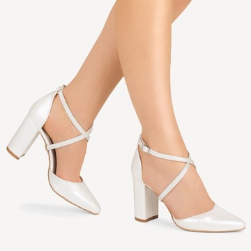 BRILU ŚLUBNE PERŁOWE CZÓŁENKA Z PASKAMI IVORY 38