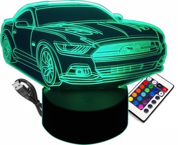 LAMPKA NOCNA 3D LED SAMOCHÓD SUPER AUTO MUSTANG GT
