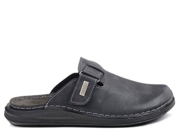 Klapki męskie pantofle domowe wkładka skórzana Inblu VE-06 czarne 40